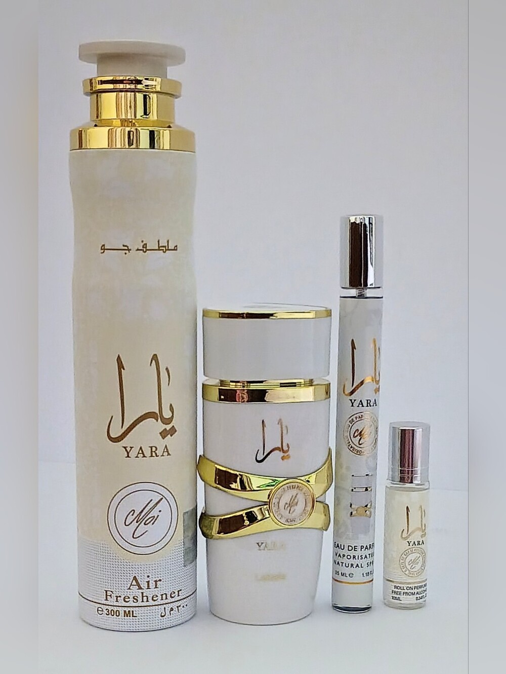 Lattafa Yara Moi 4 Pc Gift Set Perfume 100ml + Air Freshener + Roller + Spray
